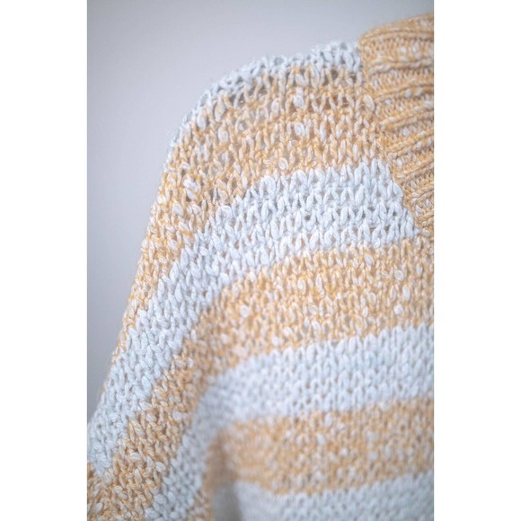 Madewell Yellow and White Striped Baez Cozy Fall Pullover Sweater Sz L - Picture 3 of 8